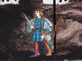 a picture of a painting of a man holding a sword
