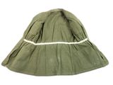 an image of a green hat with a white stripe on it