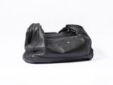 black leather handbag on a white background