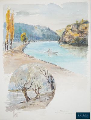 une image d'un tableau représentant un bateau sur l'eau