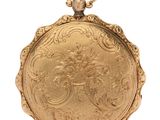 an image of a gold pocket watch on a white background