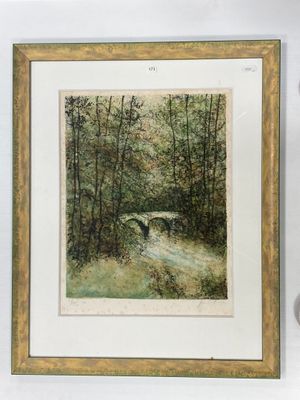 tableau encadré représentant un cerf dans une forêt