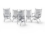 quatre chaises et une table sur fond blanc