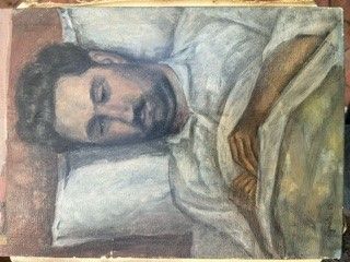 André VIGNOLES (né en 1920) Personnage dans son lit