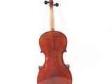 a violin with a wooden back and bow on a white background