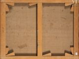 an old picture of a picture frame with a piece of cardboard on top of it