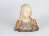 marble bust of a woman holding her head in her hands