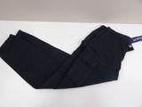 the pants are black and have a blue label on them