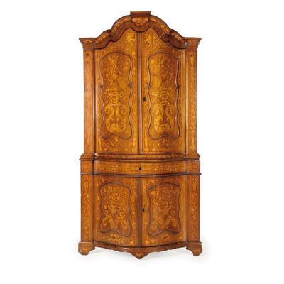 Meuble D'Angle À Double Corps PlaquÉ DE Divers Bois, Holland…