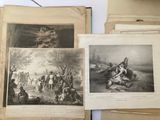 many old books with pictures of people on them