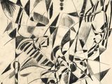 an image of a black and white drawing of abstract shapes