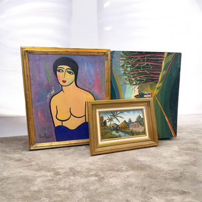 Ensemble d'oeuvres sur toile et carton.
