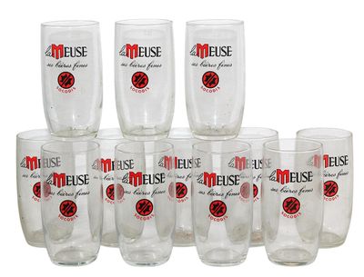 LA MEUSE - Suite de 12 VERRES publicitaires à bière. - Photo 1