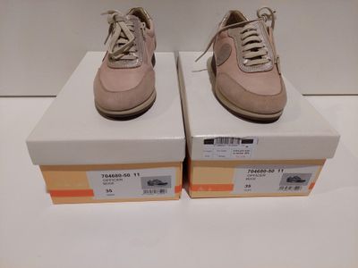 Lot de 2 - OFFICER-Baskets de ville femme-Cuir beige et doré…