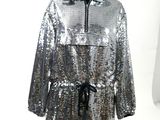 silver sequinized jacket with hood on mannequin mannequin mannequin mannequin mannequin mannequin mannequin mannequin