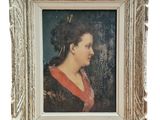 portrait d'une femme en robe rouge dans un cadre doré