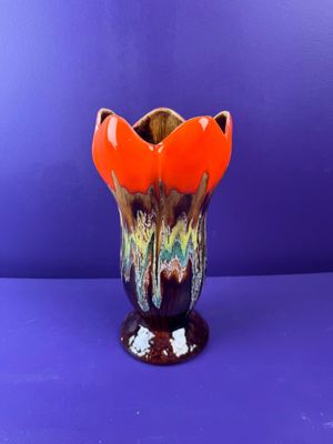 VALLAURIS Vase à col corolle en céramique émaillée polychrom… - Photo 1