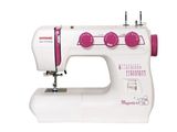 a white and pink sewing machine on a white background