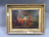 an image of a painting of a group of people in a wooded setting
