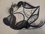 un dessin en noir et blanc représentant une fleur sur une feuille de papier
