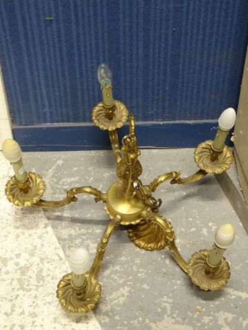 Lustre à 5 bras de lumière en bronze