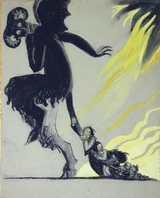 an image of a drawing of a woman with a mask on her head