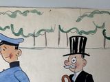 a painting of a man with a cane and a man in a top hat