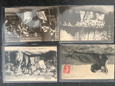 several old black and white photos of a group of people