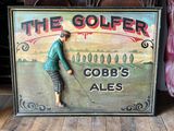 a sign that says the golfer cobb ' s ales on it