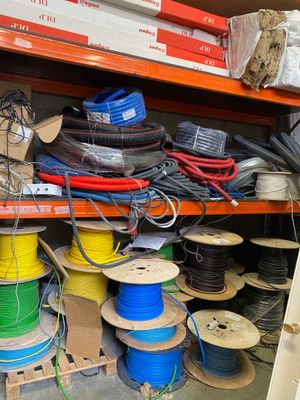 many different types of wires and wires on a shelf
