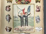 un livre sur lequel figurent deux garçons, dont l'un tient un drapeau