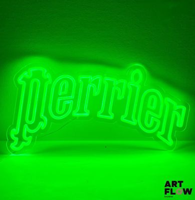 Enseigne lumineuse publicitaire sur plexiglas Perrier.