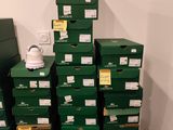 many green boxes stacked on top of each other