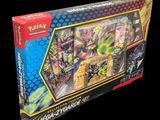 la boîte est ouverte pour montrer le contenu du jeu de cartes Pokémon