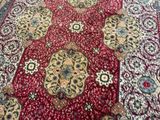a red carpet with many different colors on it
