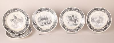 three plates with a picture of a man and a woman on them