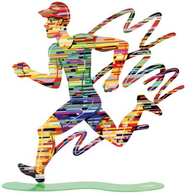 Sculpture sur pied double face "Jogging Man"