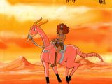 an image of a cartoon horse with a man riding on it