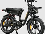 an image of a black and yellow electric bike on a white background
