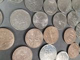 a lot of coins that are on the table