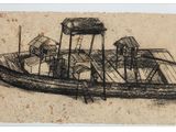 a drawing of a boat that is sitting in the water