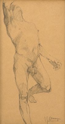 an image of a drawing of a man standing on one leg