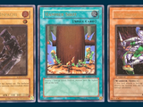 three cards with different designs are shown on a blue background
