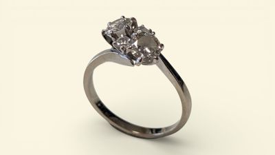 Bague Vous et Moi en or blanc 18K (750/°°) agrémentée de deu…