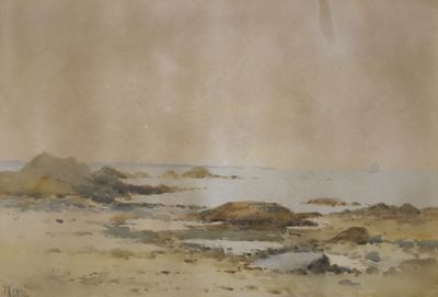 Paul ROSSERT (1851-1918) Cote rocheuse Aquarelle signée en b…