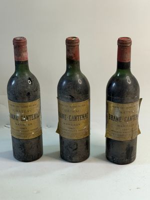 3 bouteilles Château BRANE CANTENAC 1967 CGCC Margaux (déb é…
