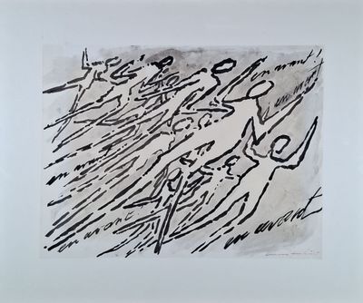 une image d'un dessin en noir et blanc d'un groupe de personnes