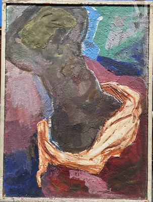 un tableau représentant un homme tenant une banane à la main
