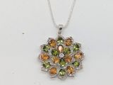 un gros plan d'un collier orné d'un motif floral