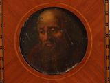 painting of a man with a beard in a wooden frame